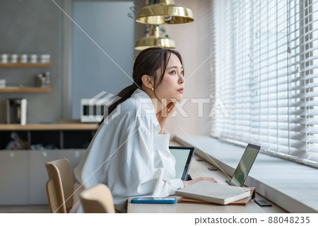 Business female nomad worker shared office 88048235