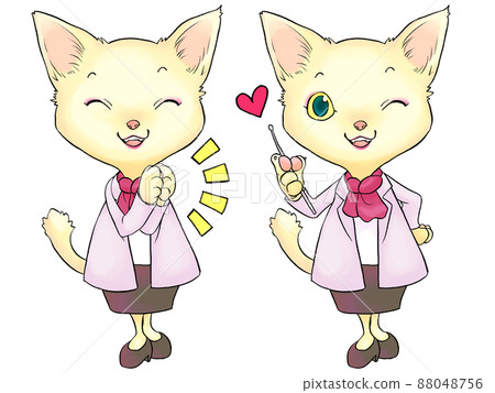 Nekko-sensei series (whole body, applause and wink) Nekko-sensei series (whole body, applause and wink) 88048756