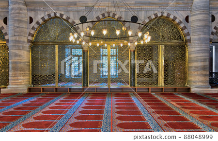 Three arched engraved golden doors at Suleymaniye Mosque 88048999