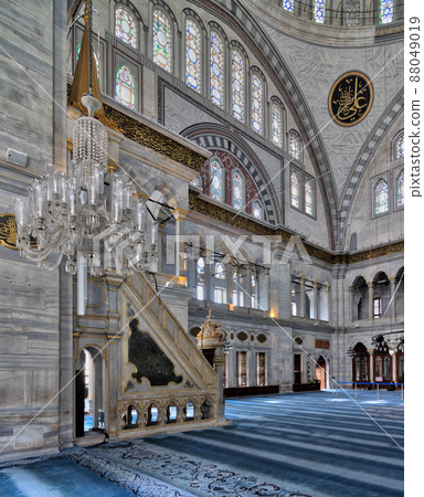 Interior facade of Nuruosmaniye Mosque located in Shemberlitash, Fatih, Istanbul, Turkey Interior facade of Nuruosmaniye Mosque located in Shemberlitash, Fatih, Istanbul, Turkey 88049019