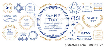 春天植物主題框架集。復古花。裝飾設計。時尚的治療 88049124