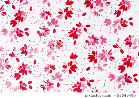Seamless red floral texture made of petals fiber japanese paper pattern on a white background 88049490