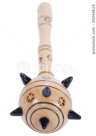 Wooden spiky souvenir mace isolated on white Wooden spiky souvenir mace isolated on white 88049629