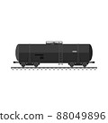 Black railway tanker with oil or other fuel. 88049896
