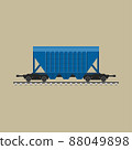 Blue freight rail wagon for bulk materials. 88049898