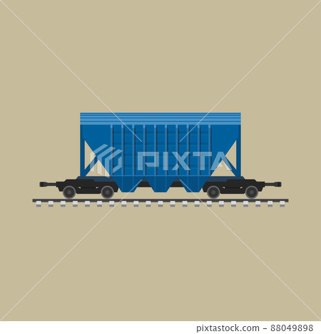 Blue freight rail wagon for bulk materials. 88049898
