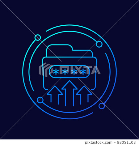 Move to folder with password, thin line icon - Stock Illustration ...