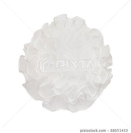 Closeup of white round waved bow for school or festive girl isolated Closeup of white round waved bow for school or festive girl isolated 88051433