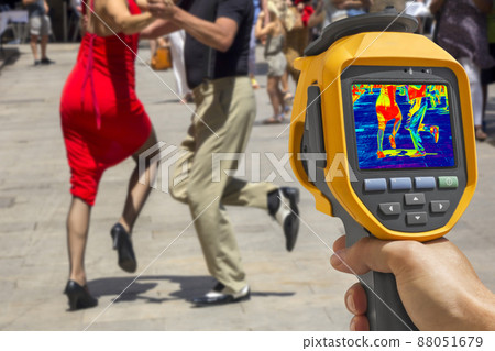 Recording Street dancers performing tango, With Infrared Thermal Camera Recording Street dancers performing tango, With Infrared Thermal Camera 88051679