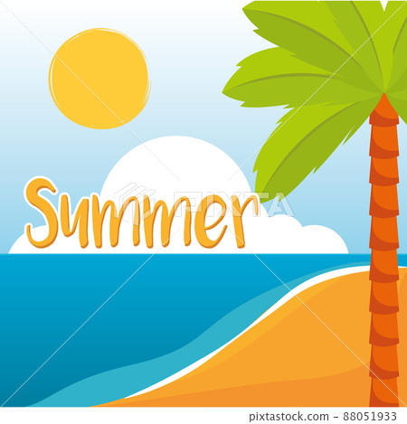Poster Summer sun and beach vector illustration Poster Summer sun and beach vector illustration 88051933