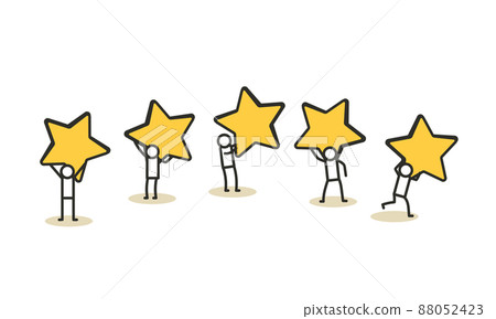 Customer review five star choice vector illustration satisfaction man and woman. Concept business success feedback good quality service. Best rate background experience vote client banner. Award like Customer review five star choice vector illustration satisfaction man and woman. Concept business success feedback good quality service. Best rate background experience vote client banner. Award like 88052423