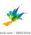 Colorful fantasy bird art in flight on white background 88053026