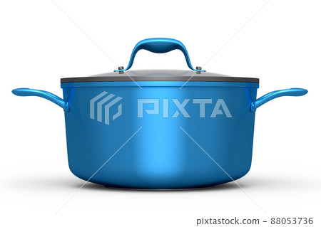 Stainless steel stewpot and chrome plated aluminum cookware on white background Stainless steel stewpot and chrome plated aluminum cookware on white background 88053736