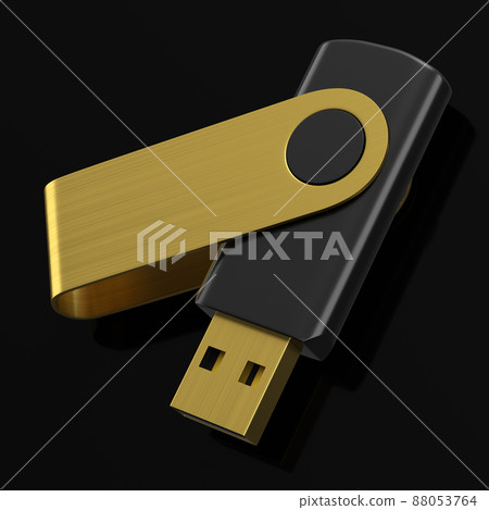 Portable USB flash drive stick for workspace isolated on black background 88053764