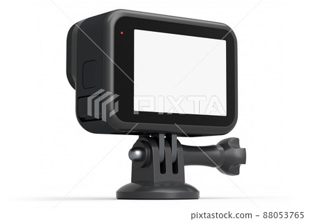 Photo and video lightweight black action camera with display on white Photo and video lightweight black action camera with display on white 88053765