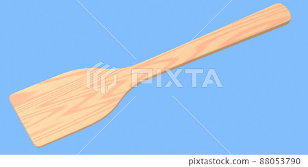 Wooden solid turner or kitchen utensils on blue background. Wooden solid turner or kitchen utensils on blue background. 88053790
