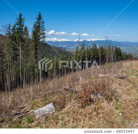 Spring Carpathian mountains view, Ukraine. Spring Carpathian mountains view, Ukraine. 88053947