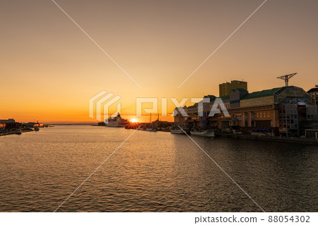 Sunset over Nusamai Bridge and Kushiro River Sunset over Nusamai Bridge and Kushiro River 88054302