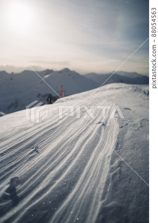 Snowy slope - the perfect weather for a trip to the mountains for skiing 88054563