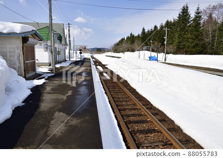 早春拍攝北海道黑松內的Neppu站風景 早春拍攝北海道黑松內的Neppu站風景 88055783