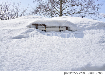 Photographing the scenery of Neppu Station in Kuromatsunai, Hokkaido in early spring 88055788