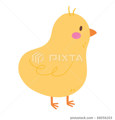 Isolated cute yellow little chicken cartoon Vector Isolated cute yellow little chicken cartoon Vector 88056203