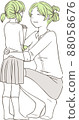 A girl giving a carnation to her mother on Mother's Day 88058676