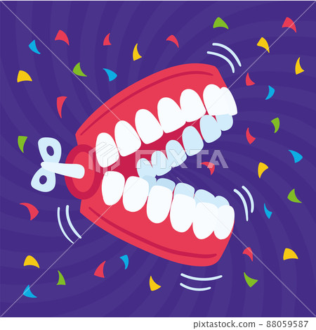 Isolated teeth funny toy April fool day template Vector 88059587