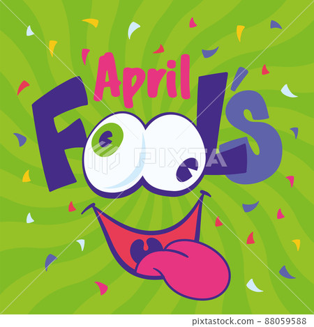 Text with a funny face April fool day template Vector 88059588