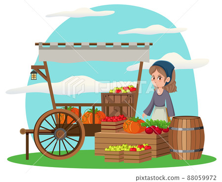 Flea market concept with fruit store Flea market concept with fruit store 88059972