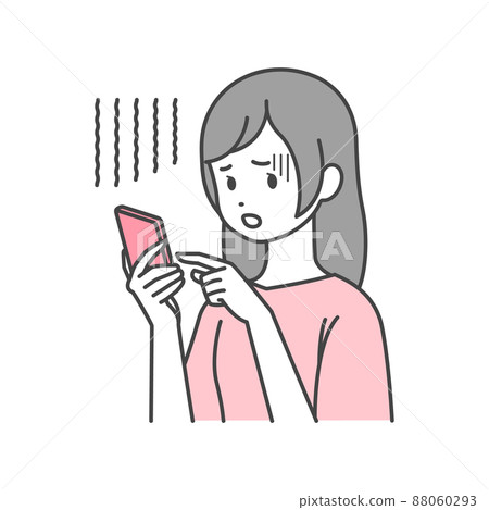 A woman who operates a smartphone with anxiety 88060293