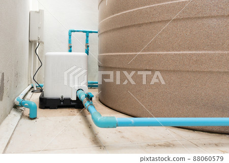automatic water pump station outside the house 88060579