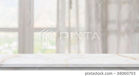 Empty marble table top with blur window curtain background 88060703