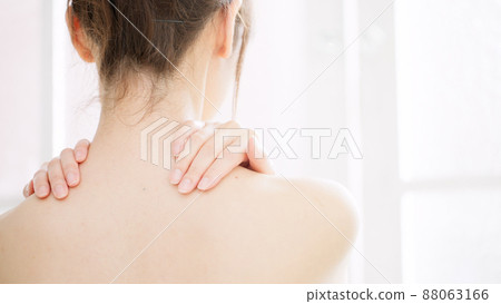 Beauty image of a woman doing a self-massage Beauty image of a woman doing a self-massage 88063166