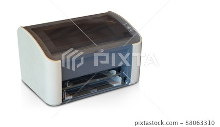 ancient white and grey printer on white background, object, background, technology background, business, copy space ancient white and grey printer on white background, object, background, technology background, business, copy space 88063310