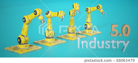 3d illustration. robotic arm . Industrial robot manipulator. Modern industrial technology or industry 5.0 . 88063479