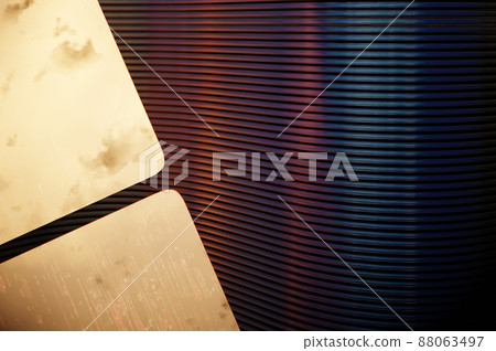 3d illustration. Abstract metal red , blue and orange color , space design modern luxury futuristic background . Concept technology , industrial , innovation technology 3d illustration. Abstract metal red , blue and orange color , space design modern luxury futuristic background . Concept technology , industrial , innovation technology 88063497