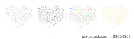 A heart symbol made up of many musical notes A heart symbol made up of many musical notes 88063501