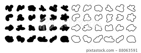 Random black shapes set. Blob shapes. Spot and...-插圖素材 [88063591] - PIXTA圖庫