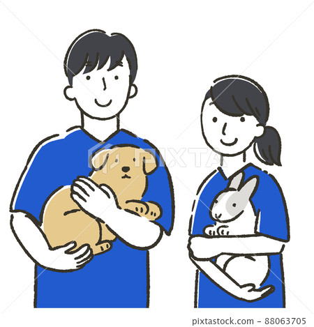 Illustration of male and female veterinarians Illustration of male and female veterinarians 88063705