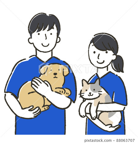 Illustration of male and female veterinarians Illustration of male and female veterinarians 88063707