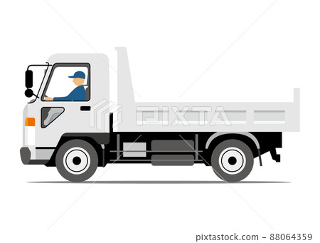 Dump truck, side angle, illustration 88064359
