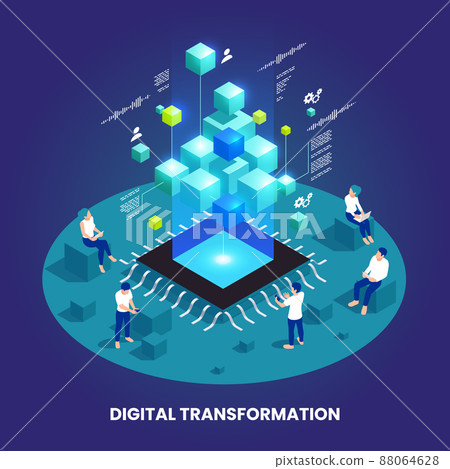 Digital Transformation Isometric 88064628