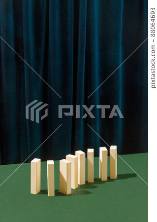 The path of wooden blocks, concept of balance, balance, life harmony, self-destruction. Mental health, fall and depression abstract modern still life The path of wooden blocks, concept of balance, balance, life harmony, self-destruction. Mental health, fall and depression abstract modern still life 88064693