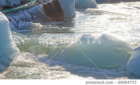Jokulsarlon closeup, the largest glacier lagoon or lake in south eastern Iceland Jokulsarlon closeup, the largest glacier lagoon or lake in south eastern Iceland 88064755