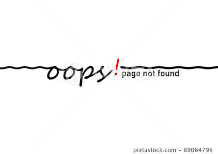 Word, message oops. Disconnect and page not found. Thin line with wire break.  Minimal badge fail and error. Vector illustration on white background. 88064795