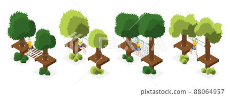 Rope Park Isometric Composition Rope Park Isometric Composition 88064957
