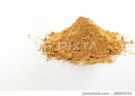 Brown soybean flour pile and white background 88065054
