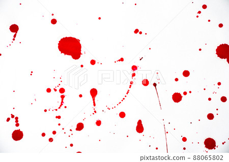 Blood splatters. Red blots of watercolor Realistic bloody splatters for Halloween Drop of blood concept. 88065802