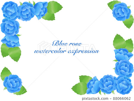 用水彩筆繪製的藍玫瑰裝飾框 88066062